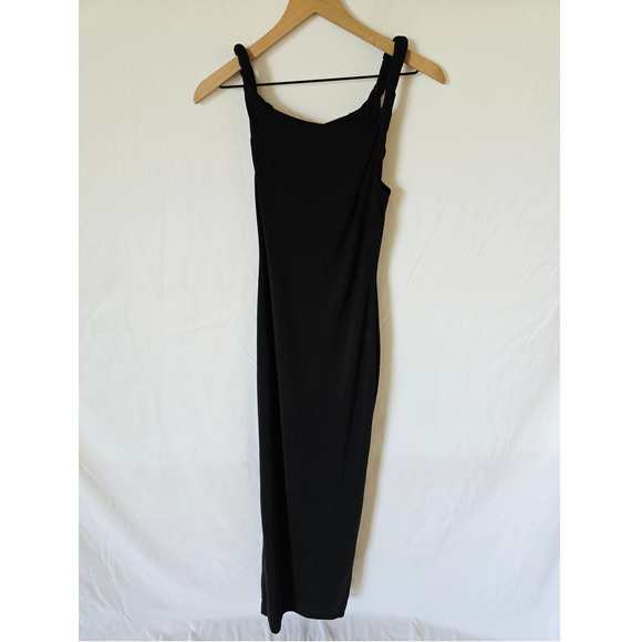 NWT Good American XS Black Sandwashed Off Shoulder Jersey Twisted Maxi Dress - Picture 3 of 7